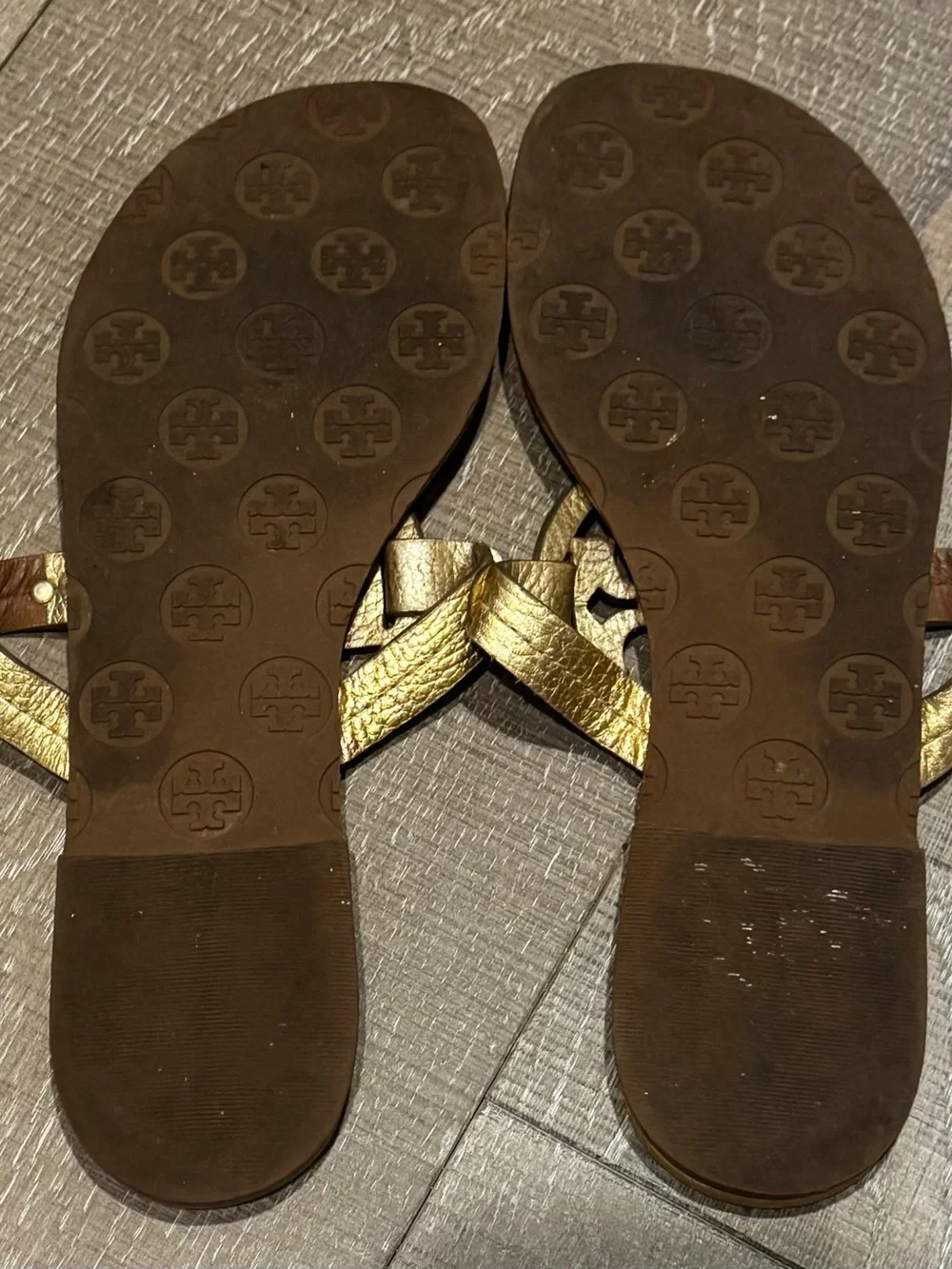 Tory Burch Gold Logo Thong Sandals